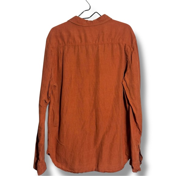 Bridge & Burn Casual Rusty Orange Loose Fit Long Sleeve Collared Button-Up Shirt - Picture 15 of 15